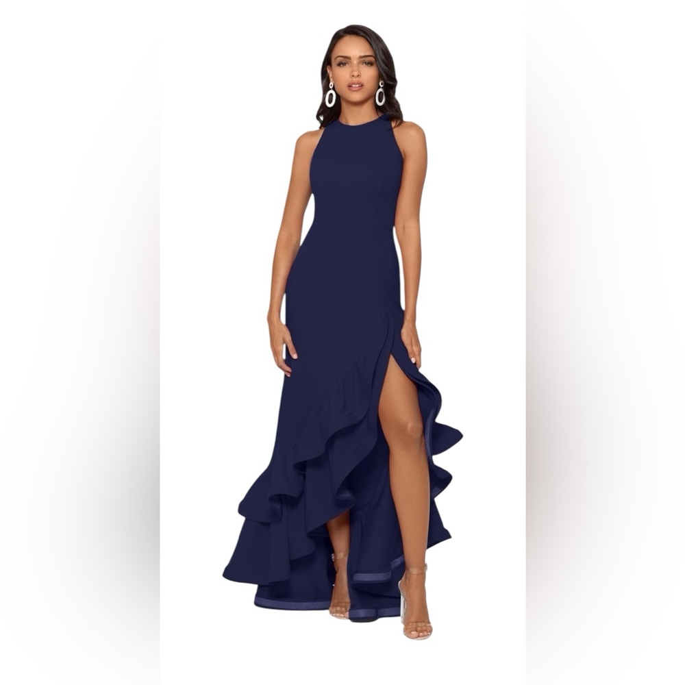 Betsy & Adam Arielle Navy High Low Dress